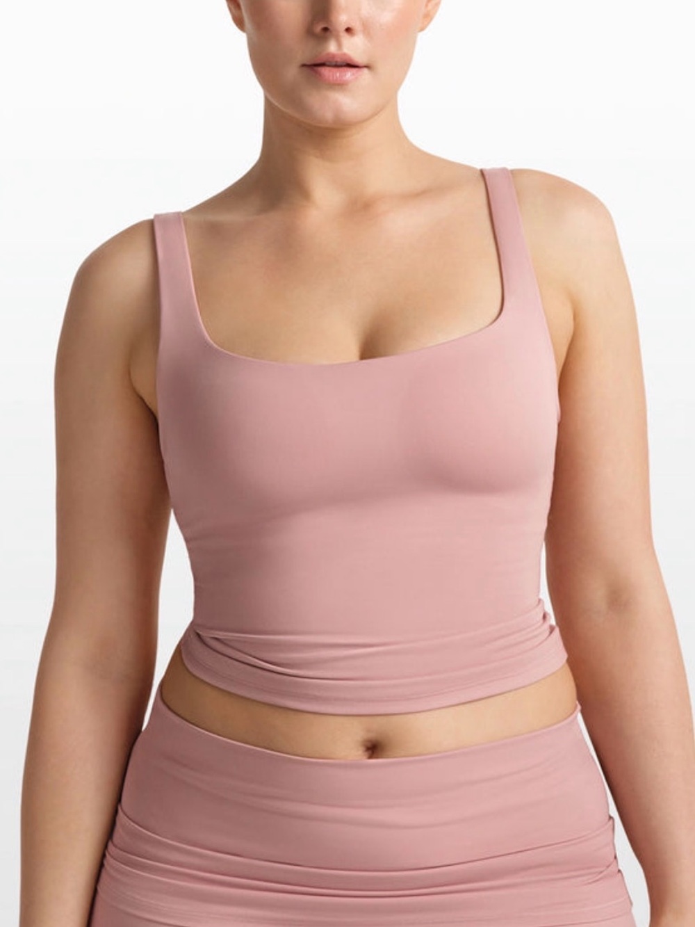 SKIMS Scoop Neck Crop Tank Top - Dusty Pink